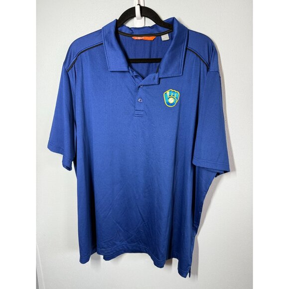 Cutter & Buck Mens MLB Milwaukee Brewers Baseball Polo Shirt XXL Short Sleeve - Picture 1 of 13